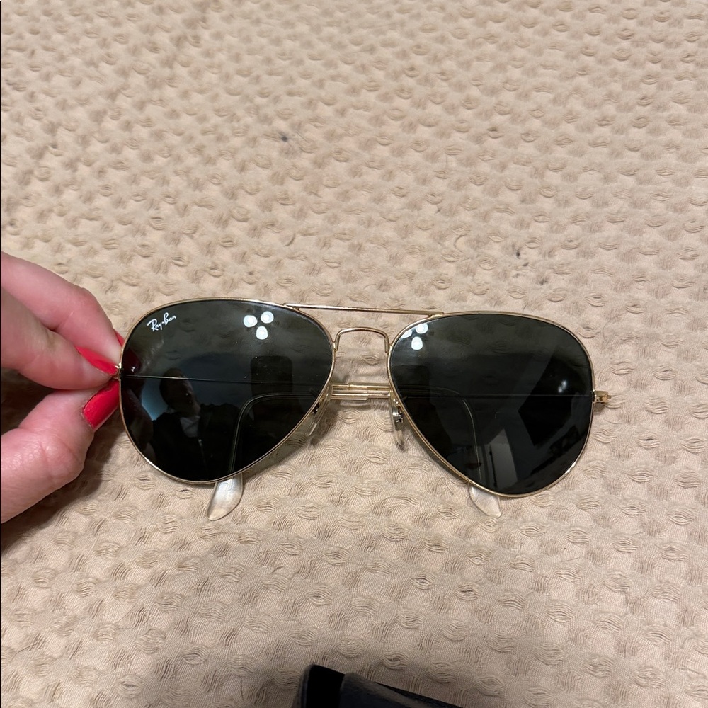 Ray-Ban Gold Frame Sunglasses with Black Lenses